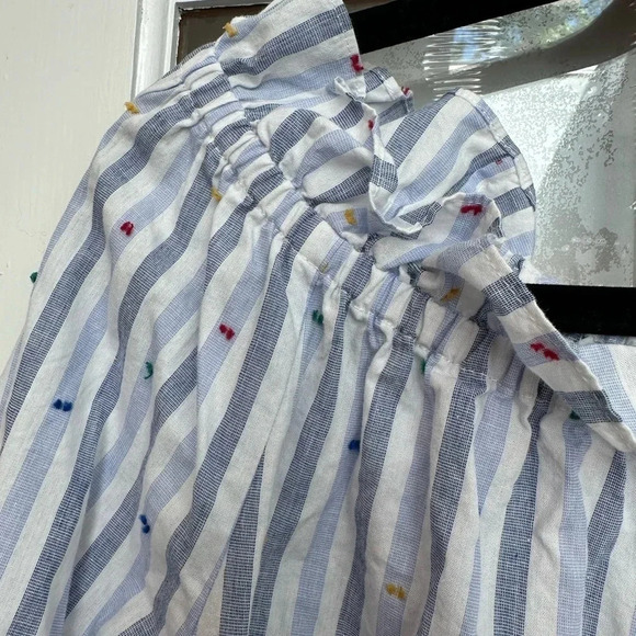Sara Campbell Popover Off The Shoulders Blue White Stripe Cotton Blouse Size L - Picture 7 of 13